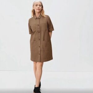 Everlane Shirt Dress Canvas Cargo Chore Patch Pocket Organic Cotton Ivory W's 14
